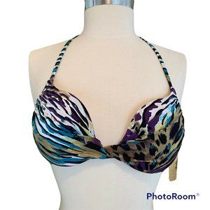 a che bikini top size t2 32c 34b 36a animal zebra print nwt